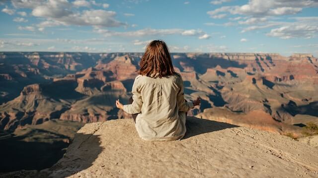 Woman in a meditation sitting position